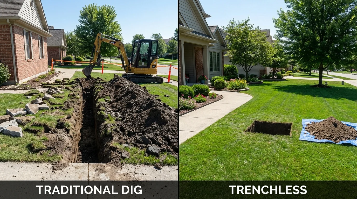 Trenchless sewer repair with minimal yard damage versus traditional excavation in Millbrae, CA